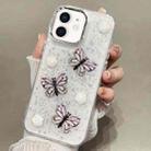 For iPhone  12 Glitter 3D Butterfly TPU Phone Case(Pink) - 1