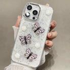 For iPhone 16 Pro Glitter 3D Butterfly TPU Phone Case(Pink) - 1