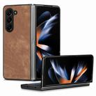 For Samsung Galaxy Z Fold6 5G Skin-feel Solid Color PU Back Cover Phone Case(Brown) - 1