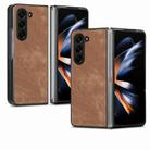 For Samsung Galaxy Z Fold6 5G Skin-feel Solid Color PU Back Cover Phone Case(Brown) - 2