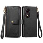 For ZTE Blade A34 Love Zipper Lanyard Leather Phone Case(Black) - 1