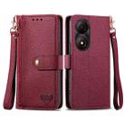 For ZTE Blade A34 Love Zipper Lanyard Leather Phone Case(Red) - 1