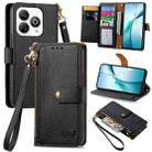 For ZTE Blade A75 4G Love Zipper Lanyard Leather Phone Case(Black) - 1