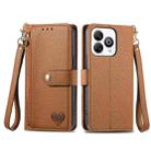 For ZTE Blade A75 4G Love Zipper Lanyard Leather Phone Case(Brown) - 2