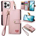 For ZTE Blade A75 4G Love Zipper Lanyard Leather Phone Case(Pink) - 1