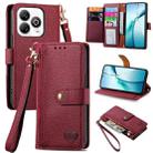 For ZTE Blade A75 4G Love Zipper Lanyard Leather Phone Case(Red) - 1