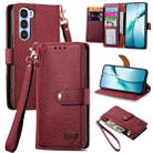For ZTE Nubia S 5G Love Zipper Lanyard Leather Phone Case(Red) - 1