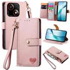 For ZTE Blade A35e 4G Love Zipper Lanyard Leather Phone Case(Pink) - 1