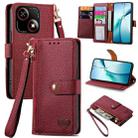 For ZTE Blade A35e 4G Love Zipper Lanyard Leather Phone Case(Red) - 1