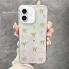 For iPhone 16 Small Fresh Bow TPU Phone Case(Golden Bow) - 1