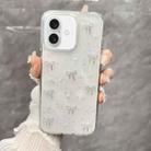 For iPhone 16 Small Fresh Bow TPU Phone Case(Silver Bow) - 1