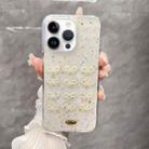 For iPhone 14 Pro Gold Foil Pearl Bow TPU Phone Case(Bow) - 1