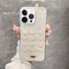 For iPhone 13 Pro Max Gold Foil Pearl Bow TPU Phone Case(Bow) - 1