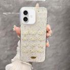 For iPhone 16 Gold Foil Pearl Bow TPU Phone Case(Bow) - 1