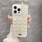 For iPhone 16 Pro Gold Foil Pearl Bow TPU Phone Case(Bow) - 1