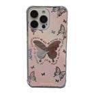 For iPhone 15 Pro Color Painted Mirror Phone Case(Mirror pink butterfly) - 1