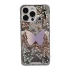 For iPhone 15 Pro Color Painted Mirror Phone Case(White mirror butterfly) - 1