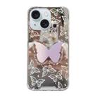 For iPhone 15 Plus Color Painted Mirror Phone Case(White mirror butterfly) - 1