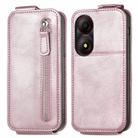 For ZTE Blade A34 Zipper Wallet Vertical Flip Leather Phone Case(Rose Gold) - 1