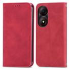 For ZTE Blade A34 Retro Skin Feel Magnetic Flip Leather Phone Case(Red) - 1