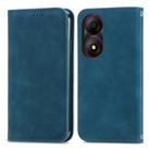 For ZTE Blade A34 Retro Skin Feel Magnetic Flip Leather Phone Case(Blue) - 1