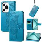 For Huawei Pura 70 Butterfly Love Flower Embossed Leather Phone Case(Blue) - 1