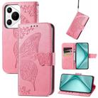 For Huawei Pura 70 Butterfly Love Flower Embossed Leather Phone Case(Pink) - 1