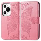 For Huawei Pura 70 Butterfly Love Flower Embossed Leather Phone Case(Pink) - 2