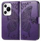 For Huawei Pura 70 Butterfly Love Flower Embossed Leather Phone Case(Purple) - 2