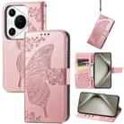 For Huawei Pura 70 Pro Butterfly Love Flower Embossed Leather Phone Case(Rose Gold) - 1