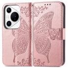 For Huawei Pura 70 Pro Butterfly Love Flower Embossed Leather Phone Case(Rose Gold) - 2