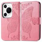 For Huawei Pura 70 Pro Butterfly Love Flower Embossed Leather Phone Case(Pink) - 2