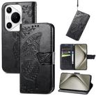 For Huawei Pura 70 Pro Butterfly Love Flower Embossed Leather Phone Case(Black) - 1