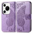 For Huawei Pura 70 Pro Butterfly Love Flower Embossed Leather Phone Case(Lavender) - 2