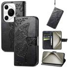 For Huawei Pura 70 Pro+ Butterfly Love Flower Embossed Leather Phone Case(Black) - 1