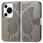 For Huawei Pura 70 Pro+ Butterfly Love Flower Embossed Leather Phone Case(Gray) - 2