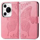 For Huawei Pura 70 Ultra Butterfly Love Flower Embossed Leather Phone Case(Pink) - 2