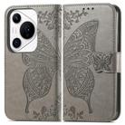 For Huawei Pura 70 Ultra Butterfly Love Flower Embossed Leather Phone Case(Gray) - 2