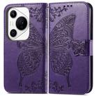 For Huawei Pura 70 Ultra Butterfly Love Flower Embossed Leather Phone Case(Purple) - 2