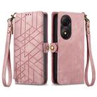 For ZTE Blade A34 Geometric Zipper Wallet Side Buckle Leather Phone Case(Pink) - 1