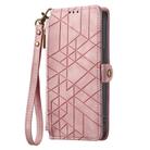 For ZTE Blade A34 Geometric Zipper Wallet Side Buckle Leather Phone Case(Pink) - 2