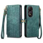 For ZTE Blade A34 Geometric Zipper Wallet Side Buckle Leather Phone Case(Green) - 1