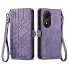 For ZTE Blade A34 Geometric Zipper Wallet Side Buckle Leather Phone Case(Purple) - 1