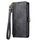 For ZTE Blade A34 Geometric Zipper Wallet Side Buckle Leather Phone Case(Black) - 2