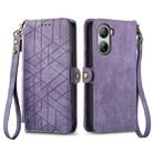 For ZTE Libero 5G IV Geometric Zipper Wallet Side Buckle Leather Phone Case(Purple) - 1