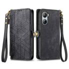 For ZTE Libero 5G IV Geometric Zipper Wallet Side Buckle Leather Phone Case(Black) - 1