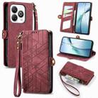 For ZTE Blade A75 4G Geometric Zipper Wallet Side Buckle Leather Phone Case(Red) - 1