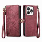 For ZTE Blade A75 4G Geometric Zipper Wallet Side Buckle Leather Phone Case(Red) - 2