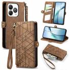 For ZTE Blade A75 4G Geometric Zipper Wallet Side Buckle Leather Phone Case(Brown) - 1