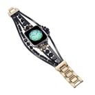 For Apple Watch SE 2023 44mm Beaded National Style Bracelet Crystal Watch Band(Black) - 1